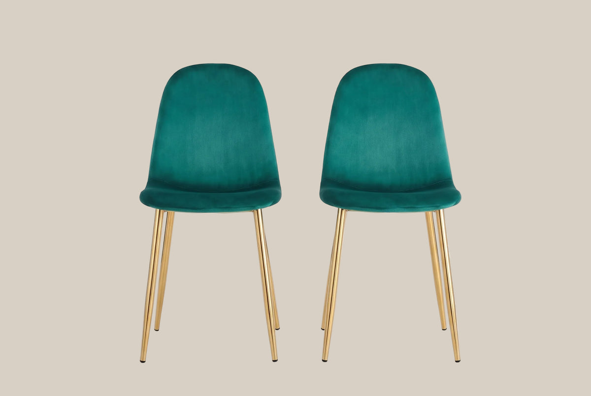 Marchmont — Chaise en velours vert sapin, piètement gold — vue 4