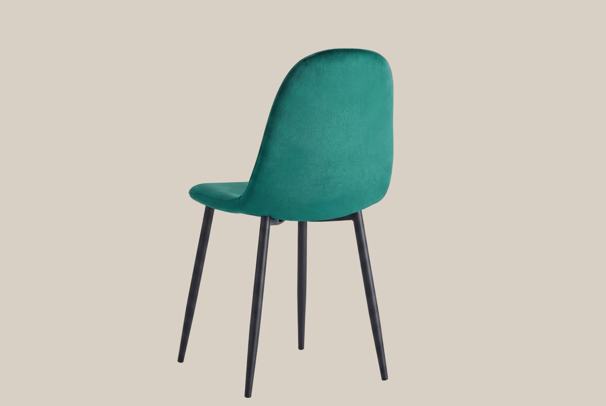 Marchmont — Chaise en velours vert sapin, piètement métal noir — vue 3