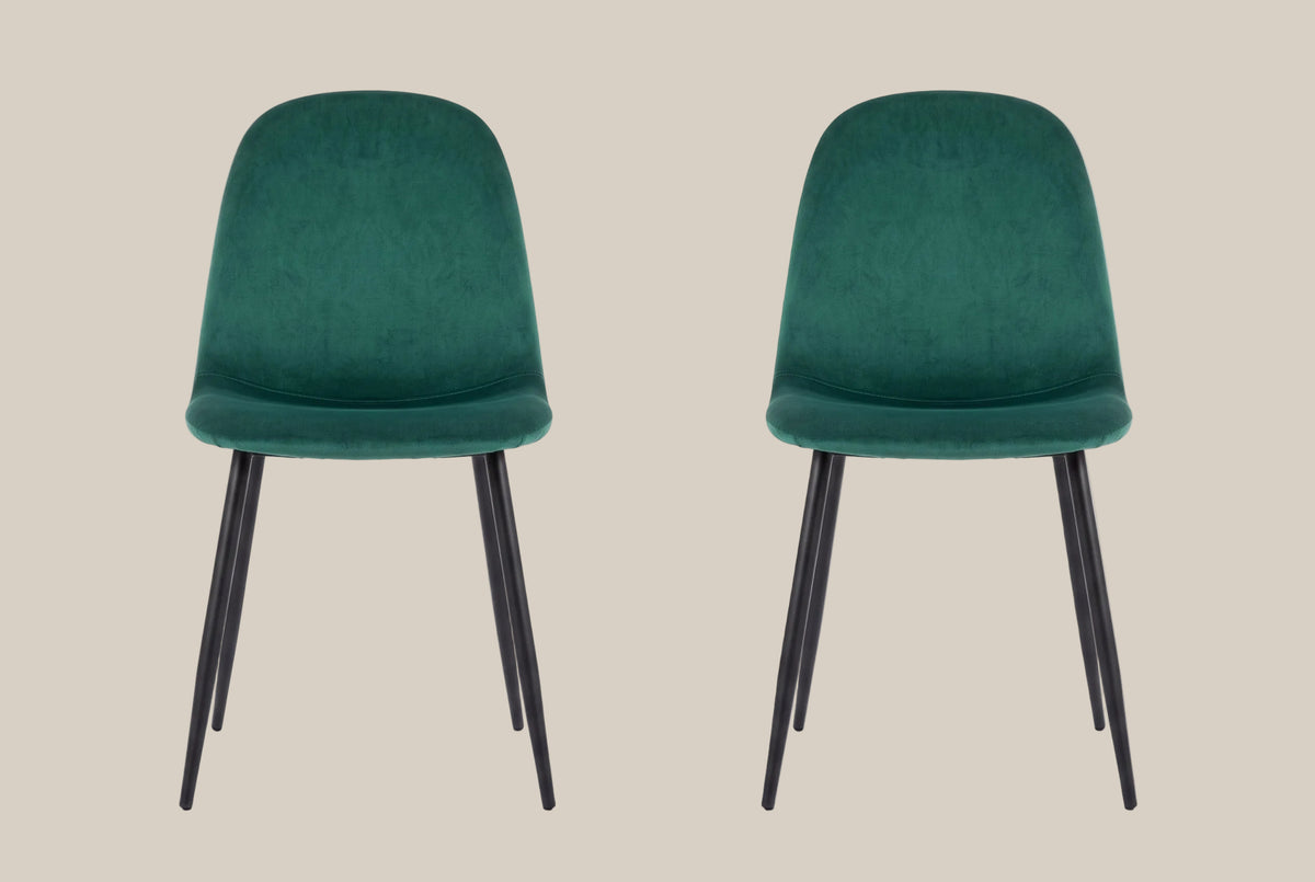 Marchmont — Chaise en velours vert sapin, piètement métal noir — vue 4