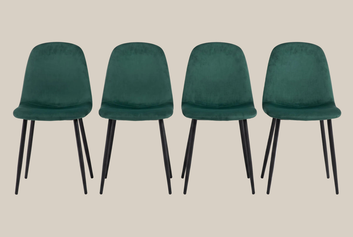 Marchmont — Chaise en velours vert sapin, piètement métal noir — vue 5