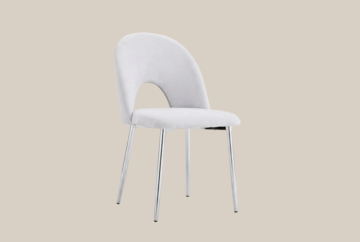 Netherby — Chaise en chenille gris clair, piètement chromé — vue 2