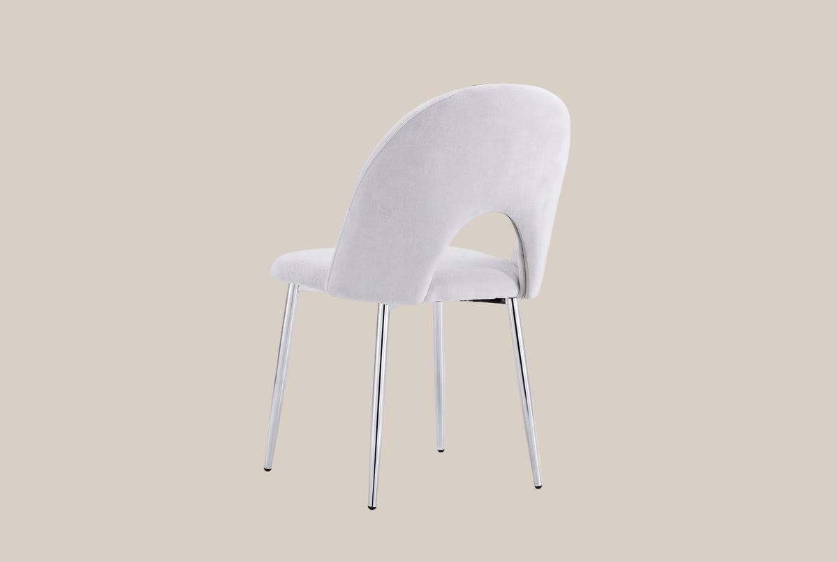Netherby — Chaise en chenille gris clair, piètement chromé — vue 3
