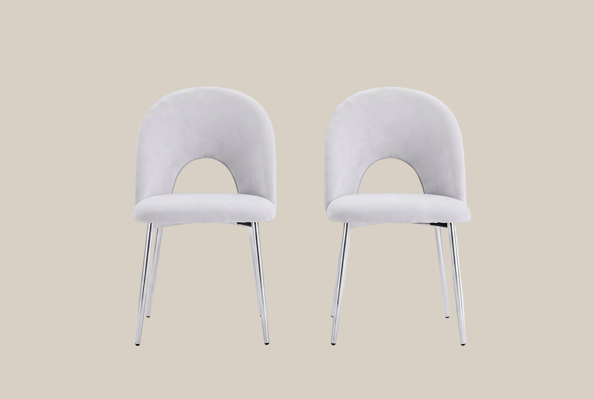 Netherby — Chaise en chenille gris clair, piètement chromé — vue 4
