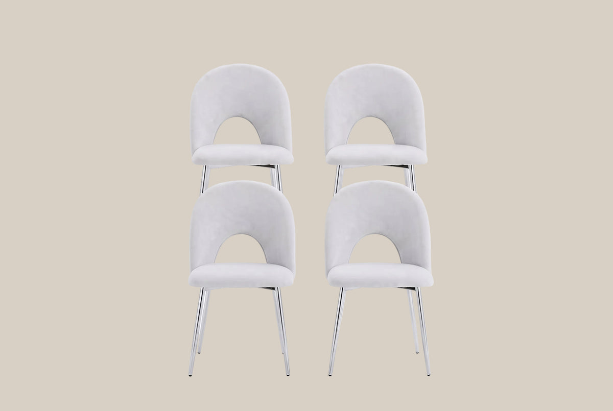 Netherby — Chaise en chenille gris clair, piètement chromé — vue 5
