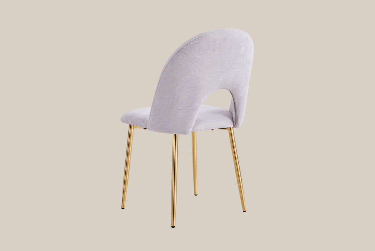 Netherby — Chaise en chenille gris clair, piètement gold — vue 3