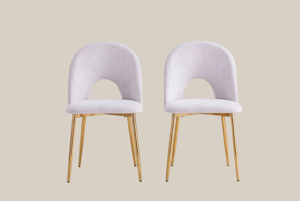 Netherby — Chaise en chenille gris clair, piètement gold — vue 4