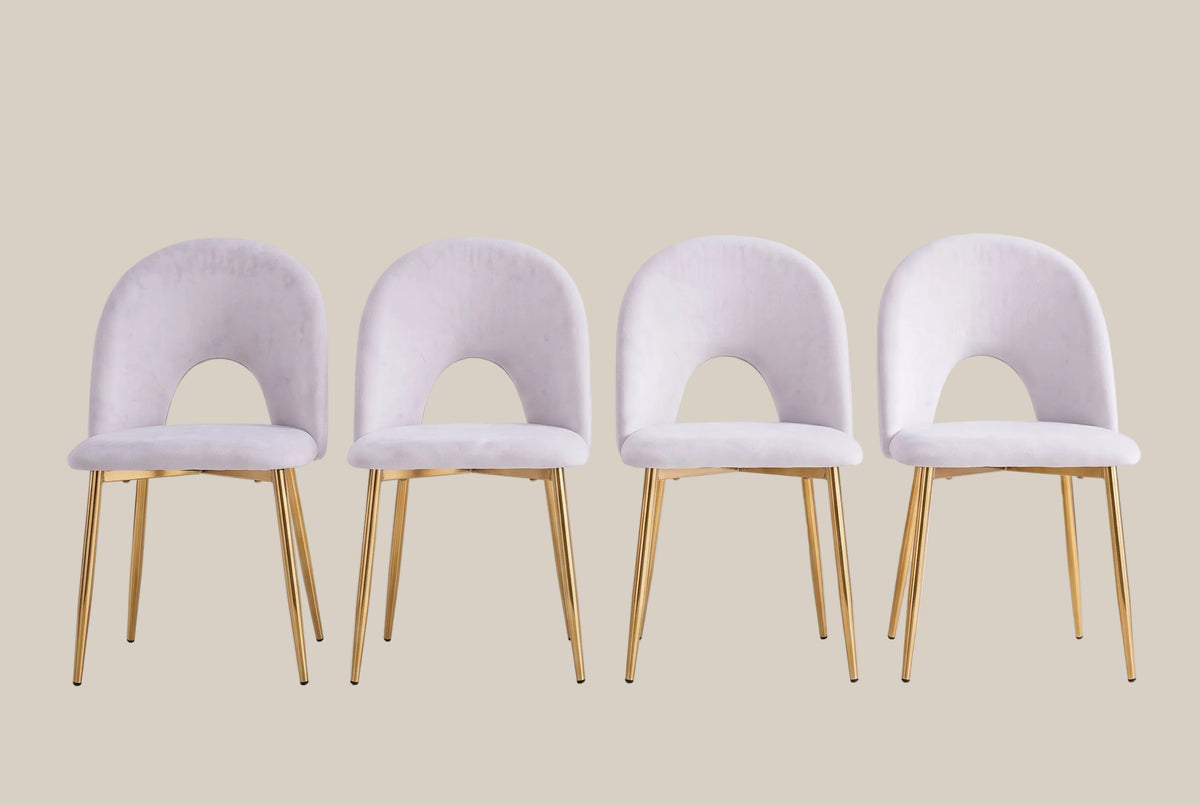 Netherby — Chaise en chenille gris clair, piètement gold — vue 5