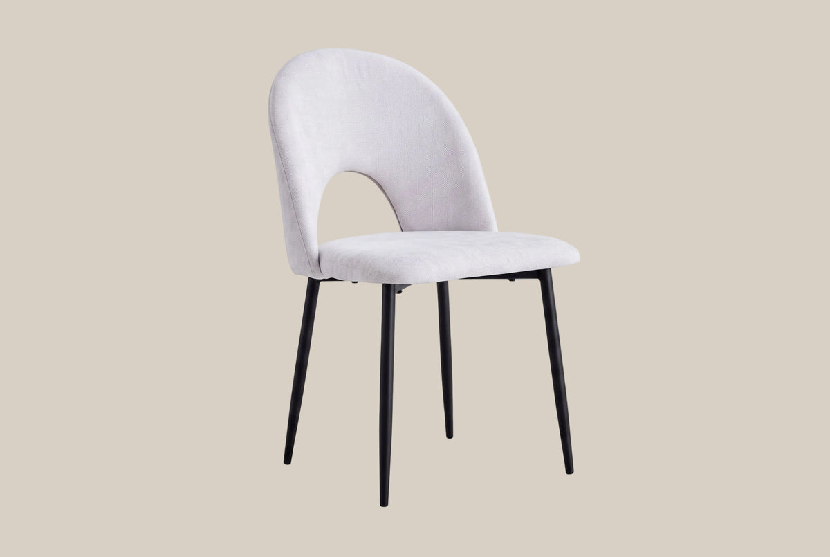 Netherby — Chaise en chenille gris clair, piètement métal noir — vue 2