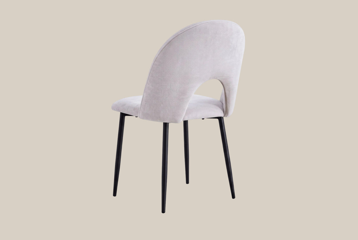 Netherby — Chaise en chenille gris clair, piètement métal noir — vue 3