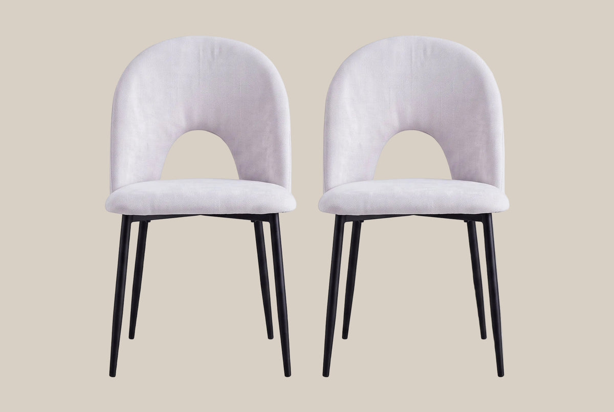 Netherby — Chaise en chenille gris clair, piètement métal noir — vue 4