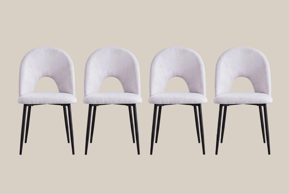 Netherby — Chaise en chenille gris clair, piètement métal noir — vue 5