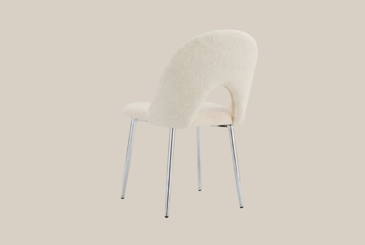 Netherby — Chaise en molletonné doudou beige, piètement chromé — vue 3