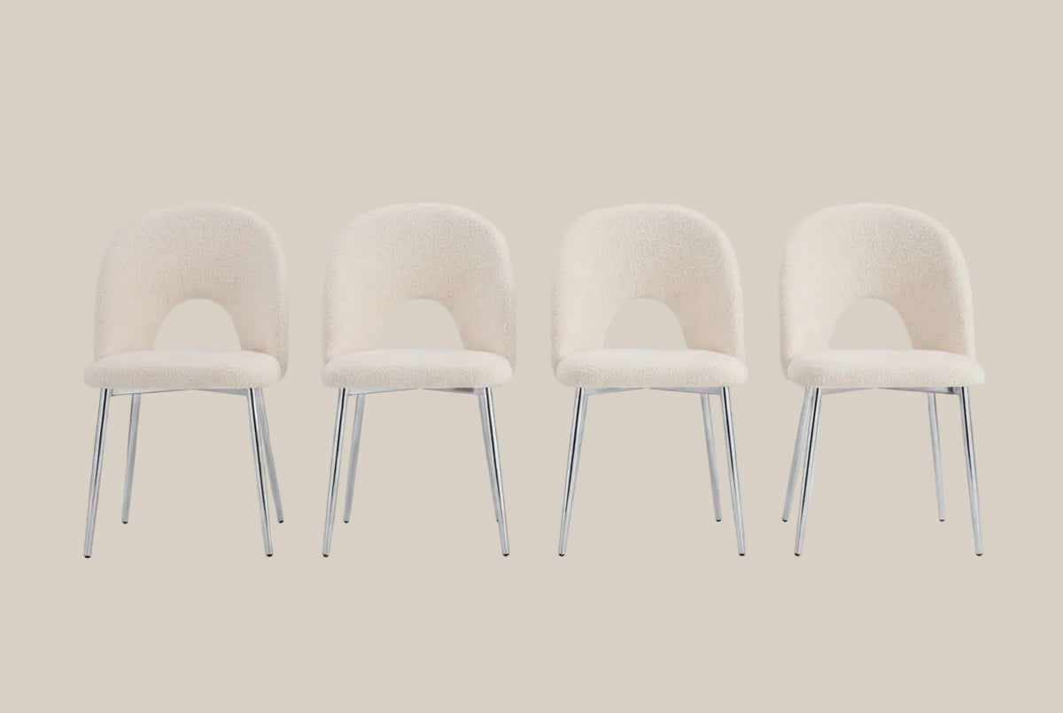 Netherby — Chaise en molletonné doudou beige, piètement chromé — vue 5