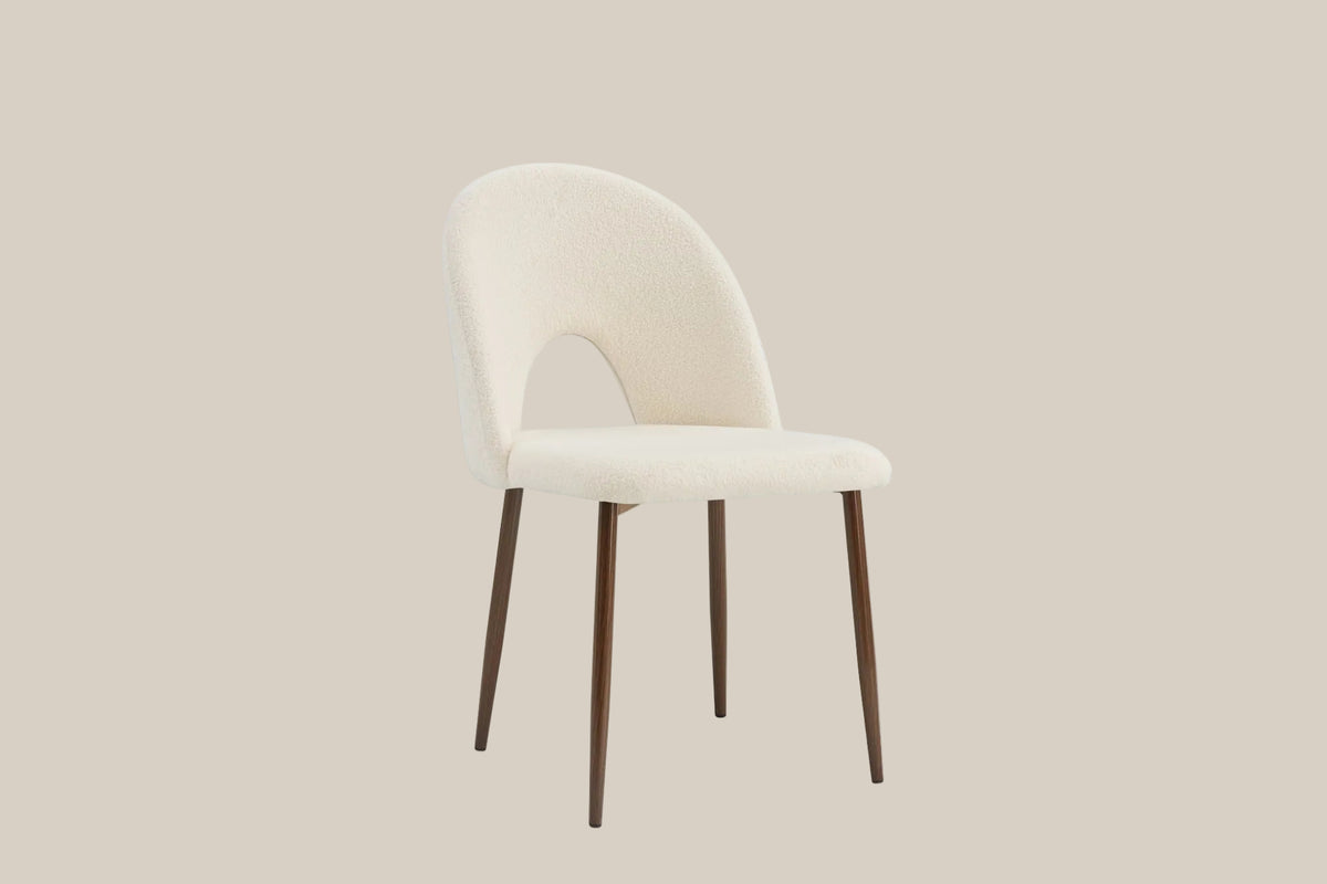 Netherby — Chaise en molletonné doudou beige, piètement effet noyer — vue 2