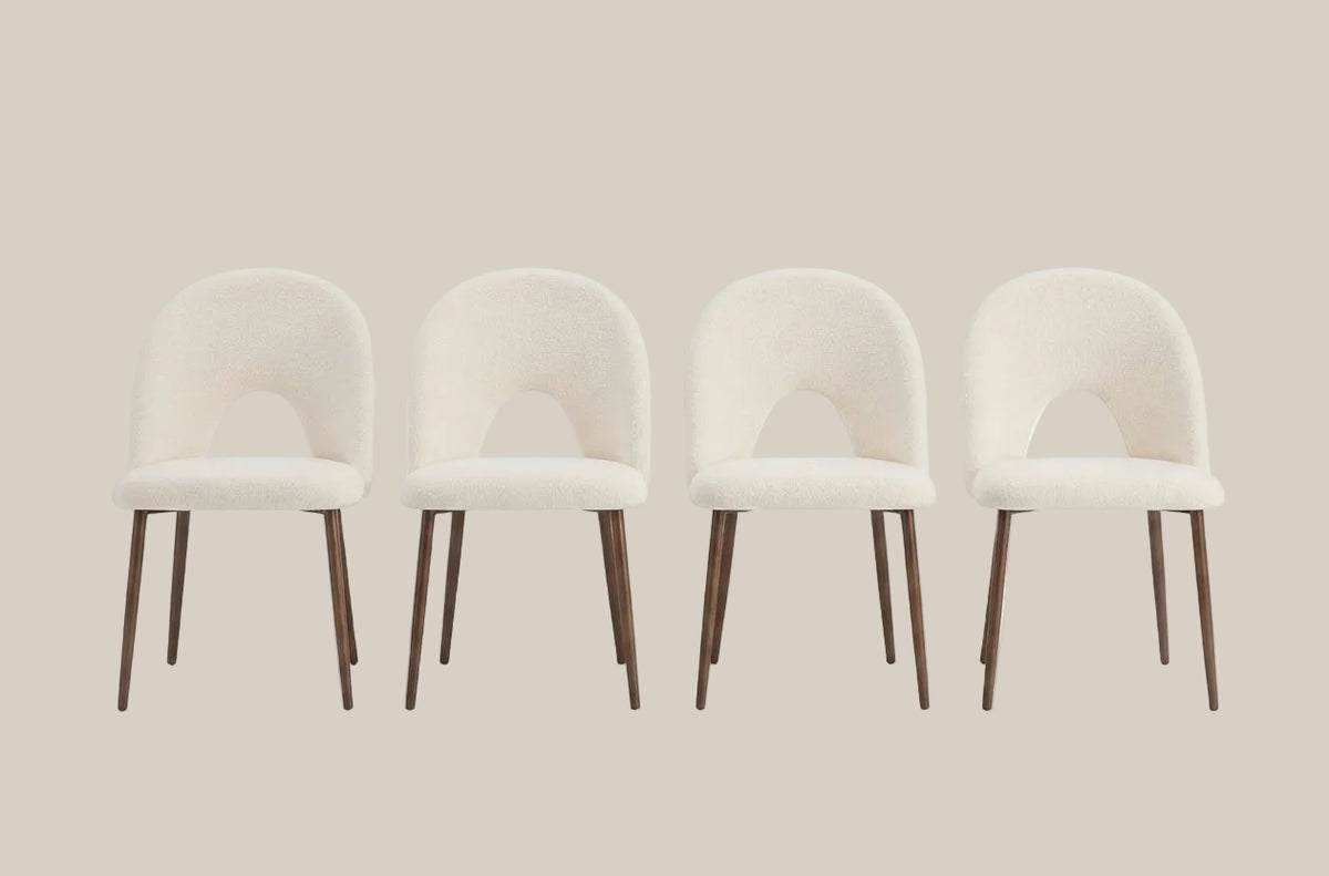 Netherby — Chaise en molletonné doudou beige, piètement effet noyer — vue 5