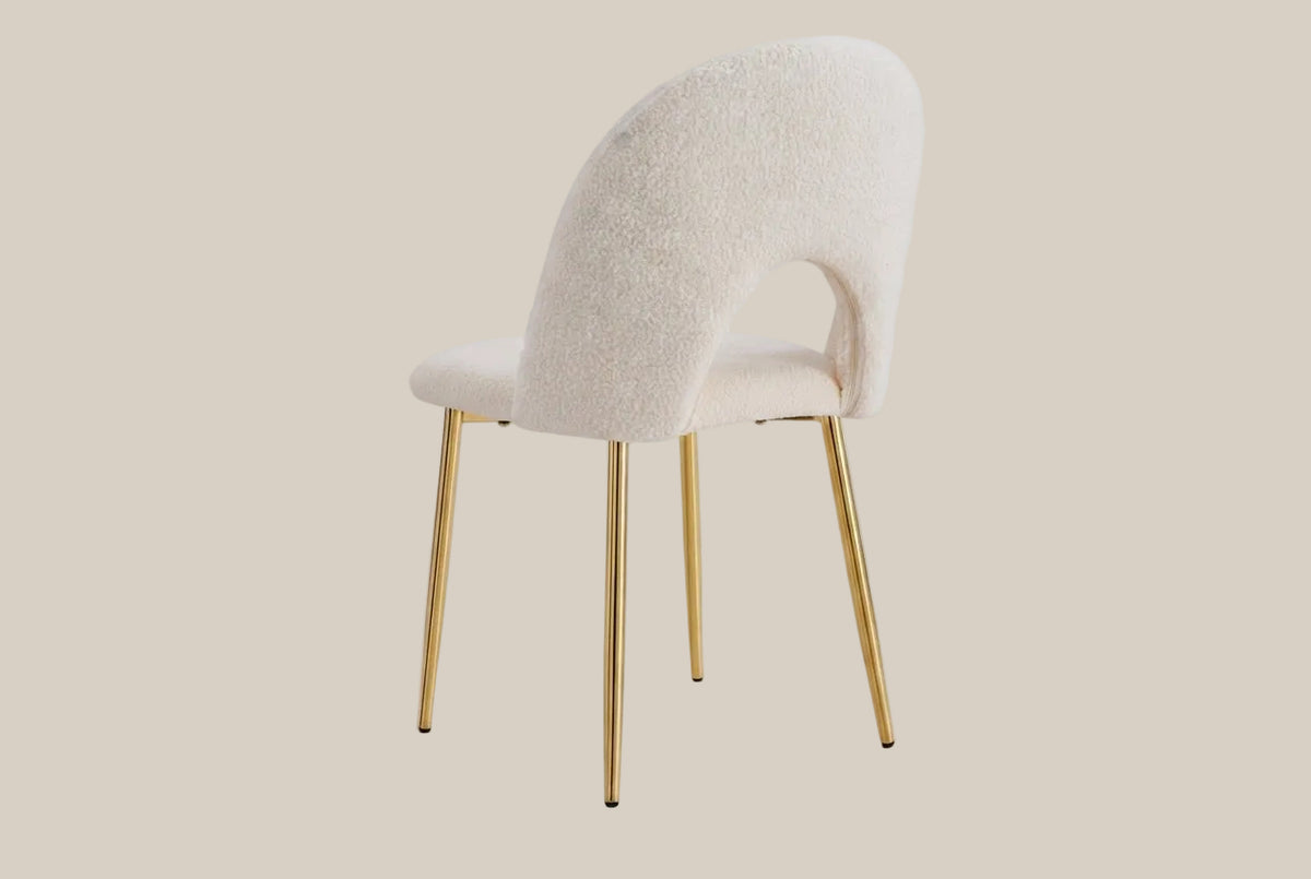 Netherby — Chaise en molletonné doudou beige, piètement gold — vue 3