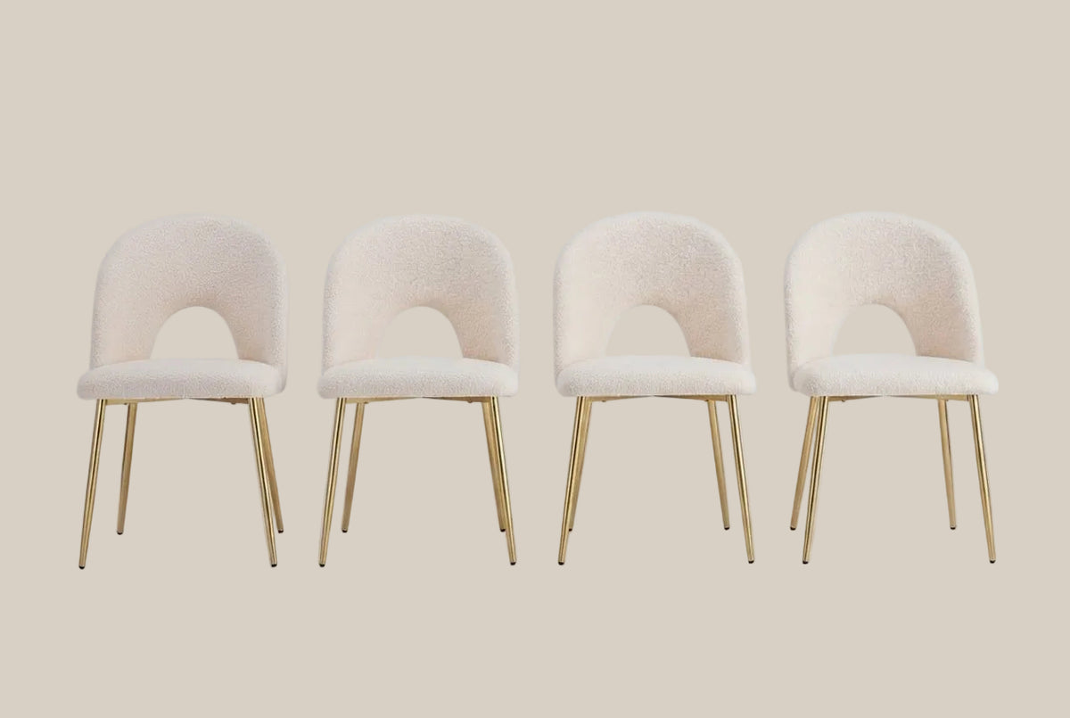Netherby — Chaise en molletonné doudou beige, piètement gold — vue 5