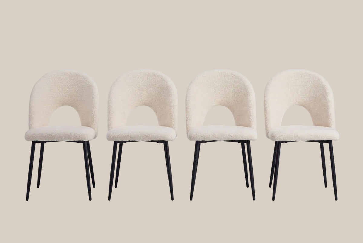 Netherby — Chaise en molletonné doudou beige, piètement métal noir — vue 3