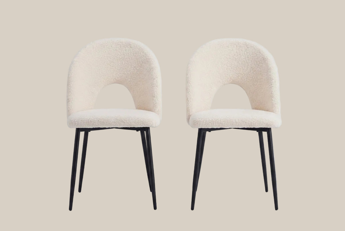 Netherby — Chaise en molletonné doudou beige, piètement métal noir — vue 4