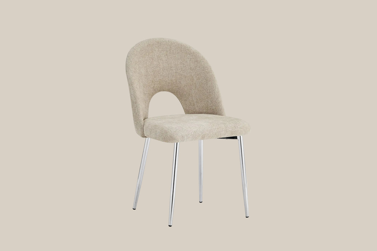 Netherby — Chaise en tissu Marbella marron glacé, piètement chromé — vue 2
