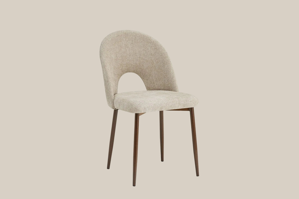 Netherby — Chaise en tissu Marbella marron glacé, piètement effet noyer — vue 2