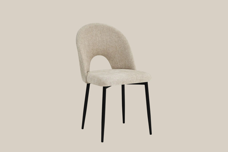 Netherby — Chaise en tissu Marbella marron glacé, piètement métal noir