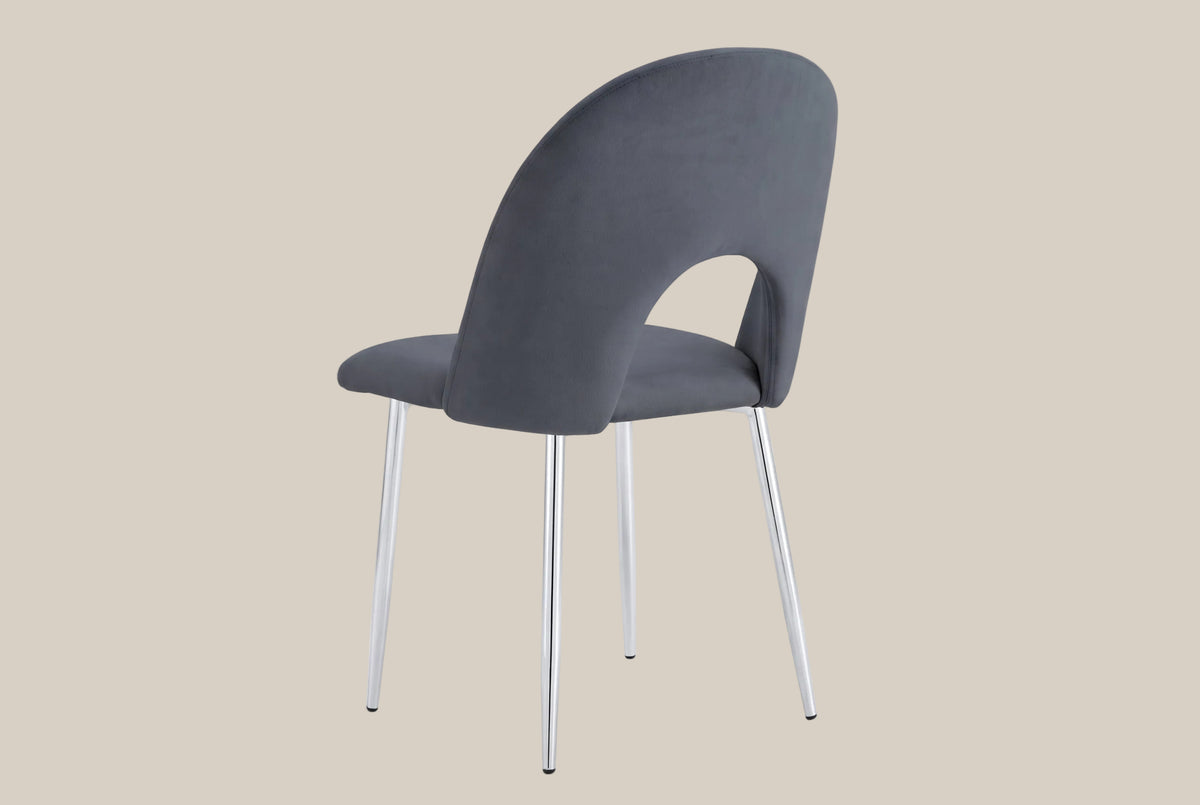 Netherby — Chaise en velours anthracite, piètement chromé — vue 3