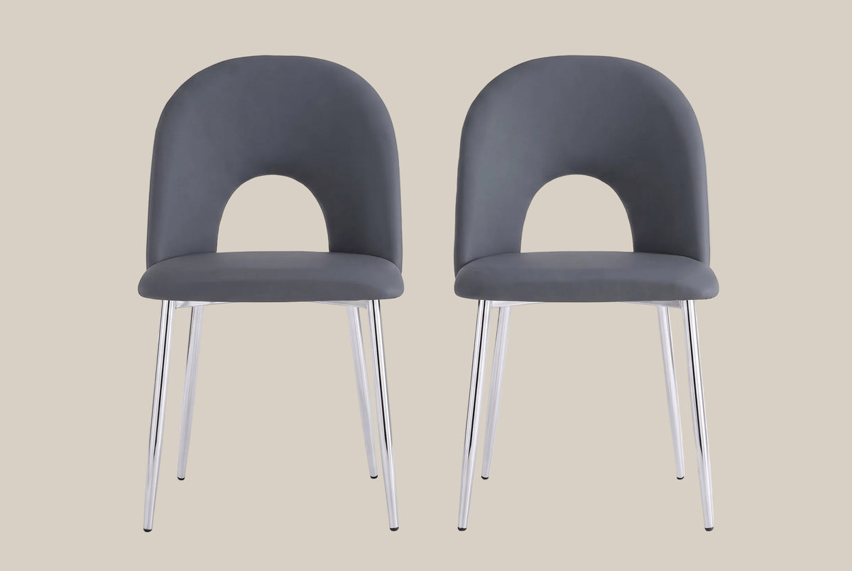 Netherby — Chaise en velours anthracite, piètement chromé — vue 4