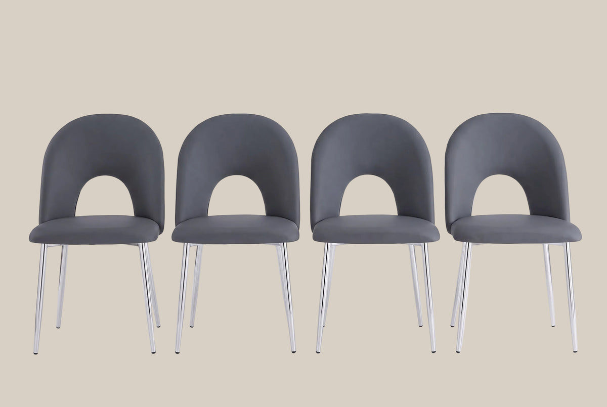 Netherby — Chaise en velours anthracite, piètement chromé — vue 5