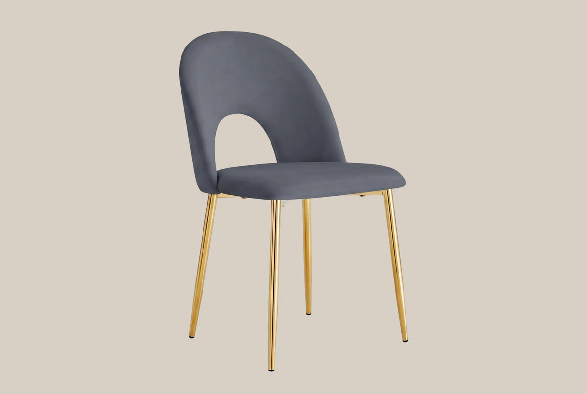 Netherby — Chaise en velours anthracite, piètement gold — vue 2