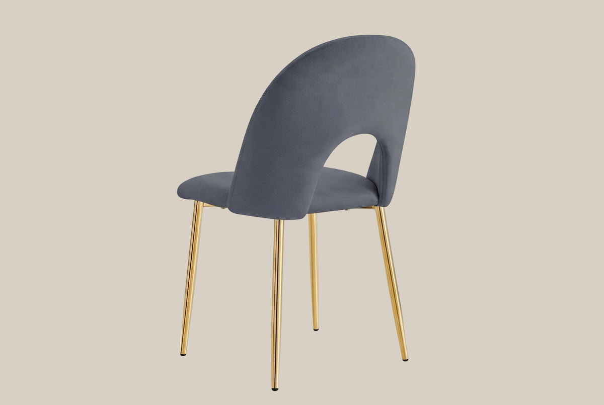 Netherby — Chaise en velours anthracite, piètement gold — vue 3