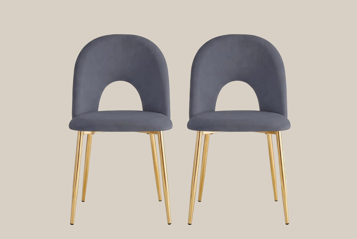 Netherby — Chaise en velours anthracite, piètement gold — vue 4