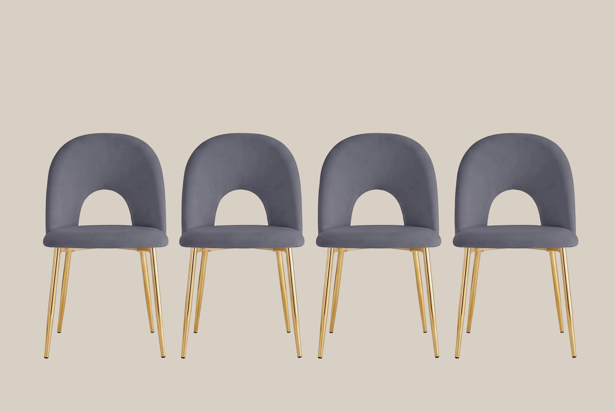 Netherby — Chaise en velours anthracite, piètement gold — vue 5