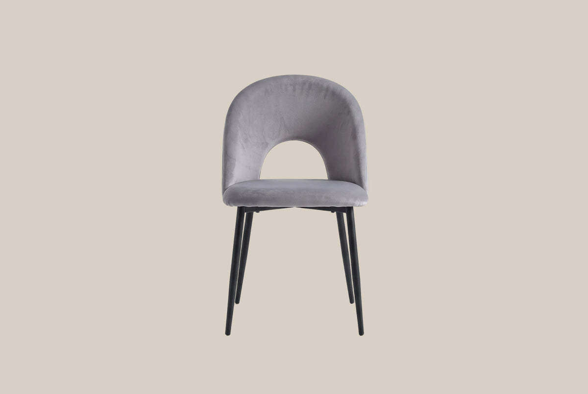 Netherby — Chaise en velours anthracite, piètement métal noir — vue 2