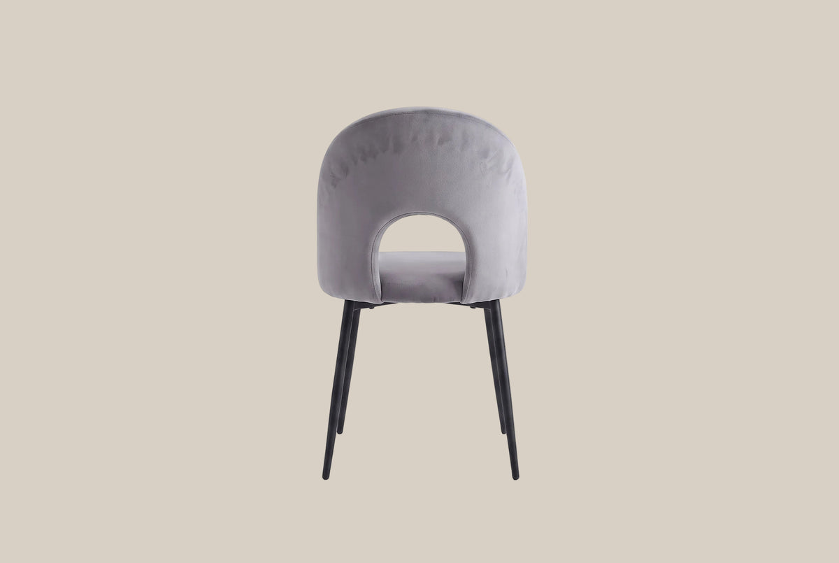 Netherby — Chaise en velours anthracite, piètement métal noir — vue 3