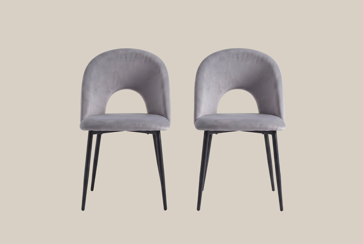 Netherby — Chaise en velours anthracite, piètement métal noir — vue 4