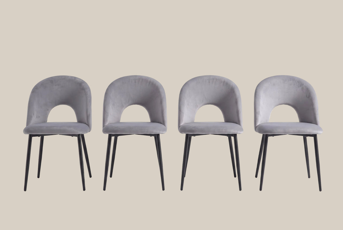 Netherby — Chaise en velours anthracite, piètement métal noir — vue 5