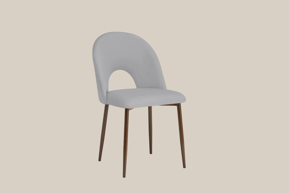 Netherby — Chaise en velours gris, piètement effet noyer — vue 2