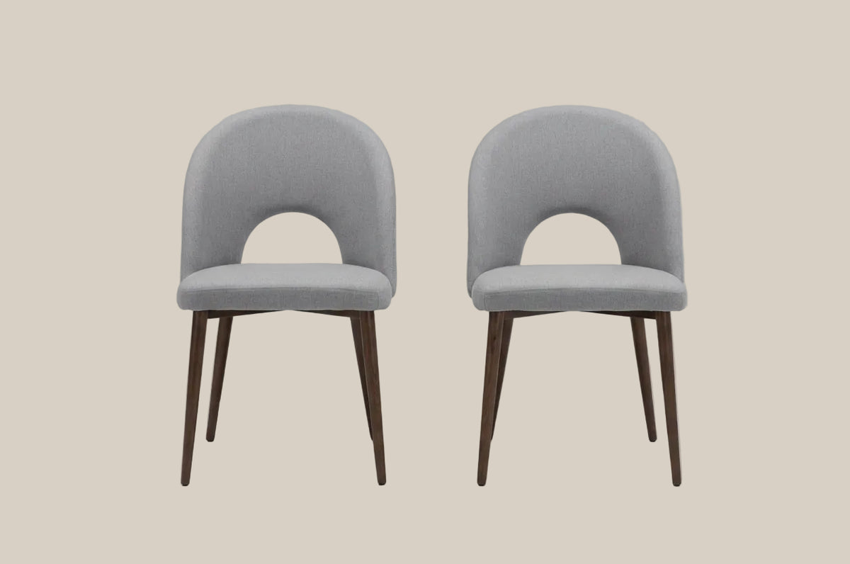 Netherby — Chaise en velours gris, piètement effet noyer — vue 4