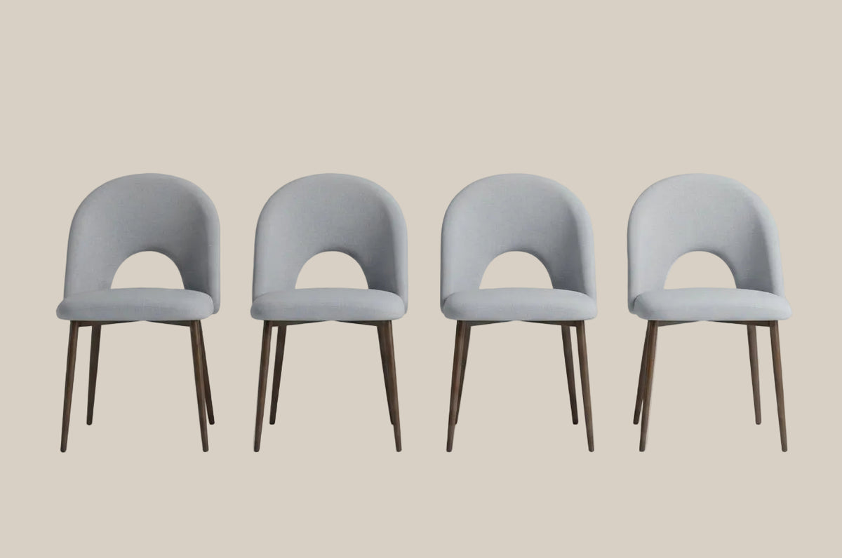 Netherby — Chaise en velours gris, piètement effet noyer — vue 5