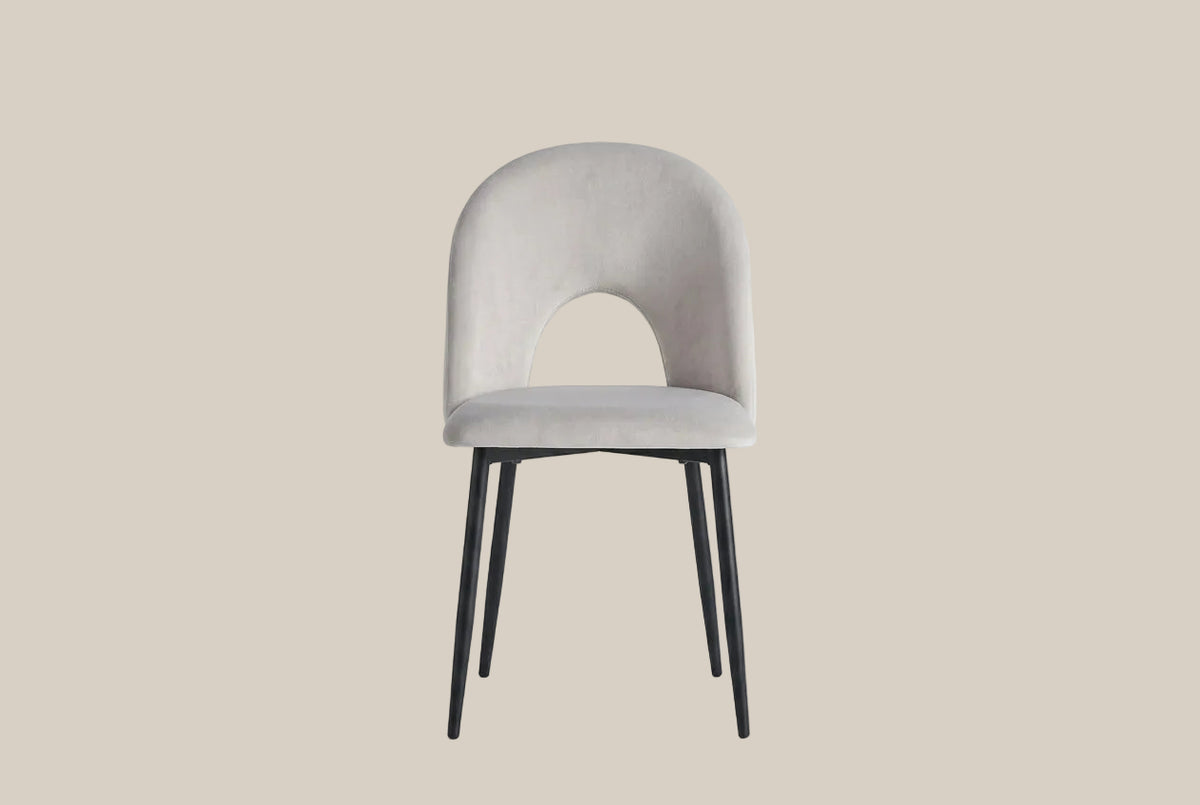 Netherby — Chaise en velours gris, piètement métal noir — vue 2