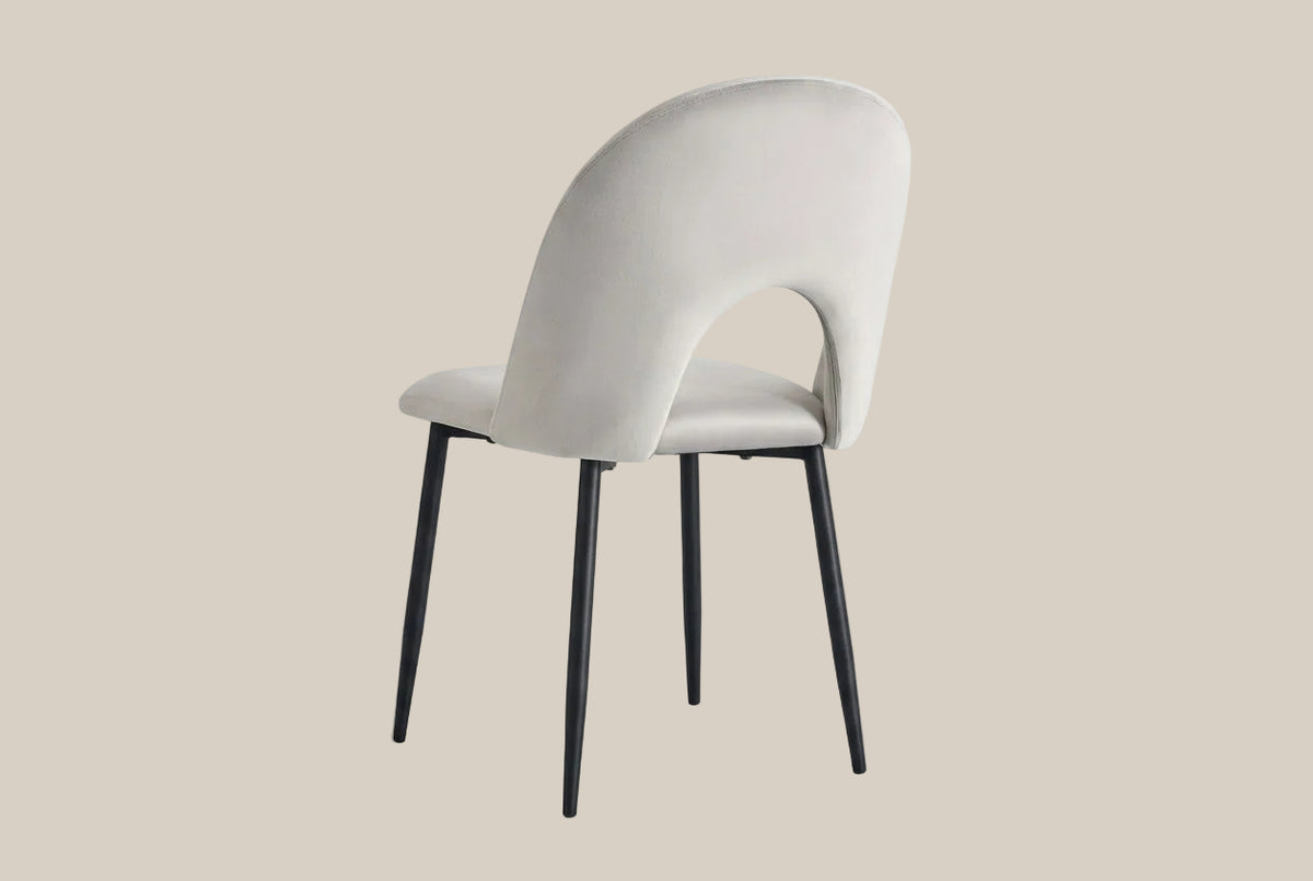 Netherby — Chaise en velours gris, piètement métal noir — vue 3