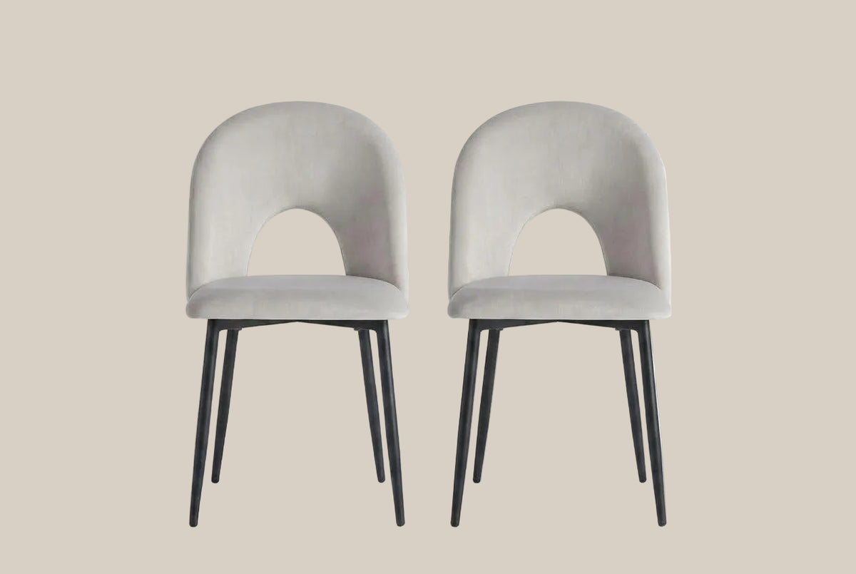 Netherby — Chaise en velours gris, piètement métal noir — vue 4