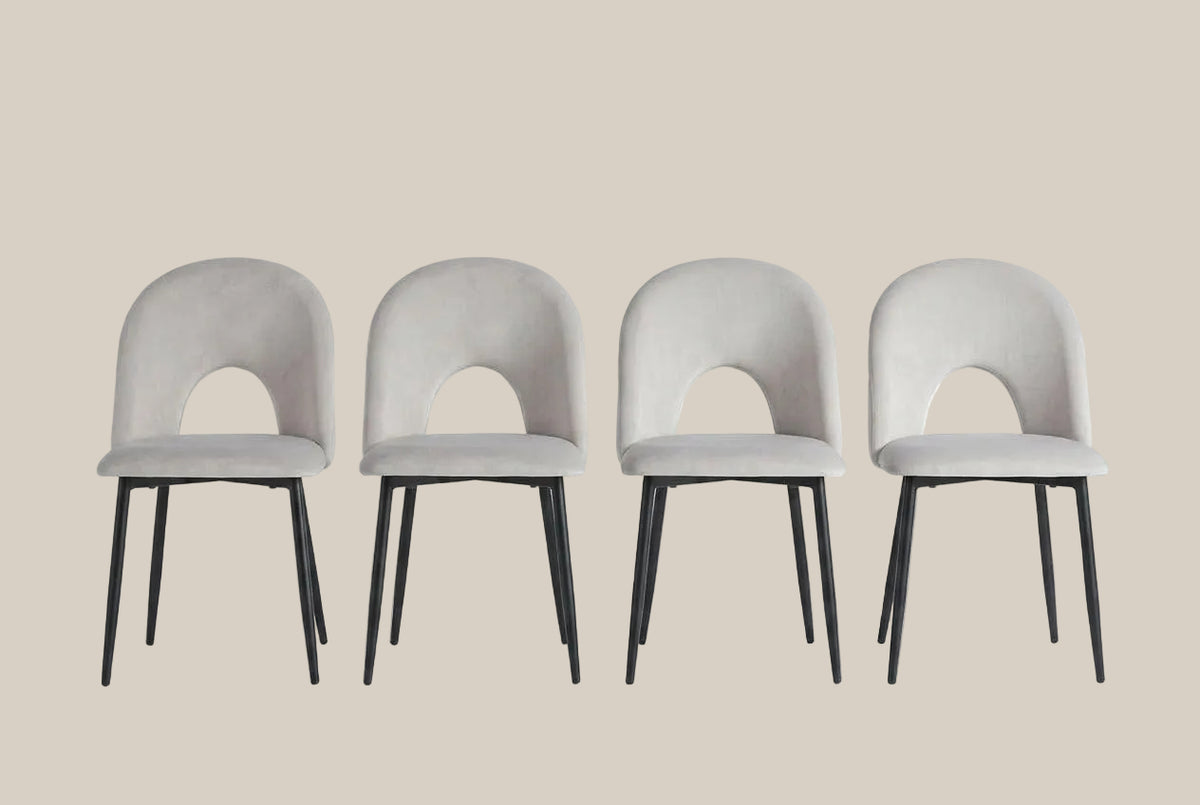 Netherby — Chaise en velours gris, piètement métal noir — vue 5