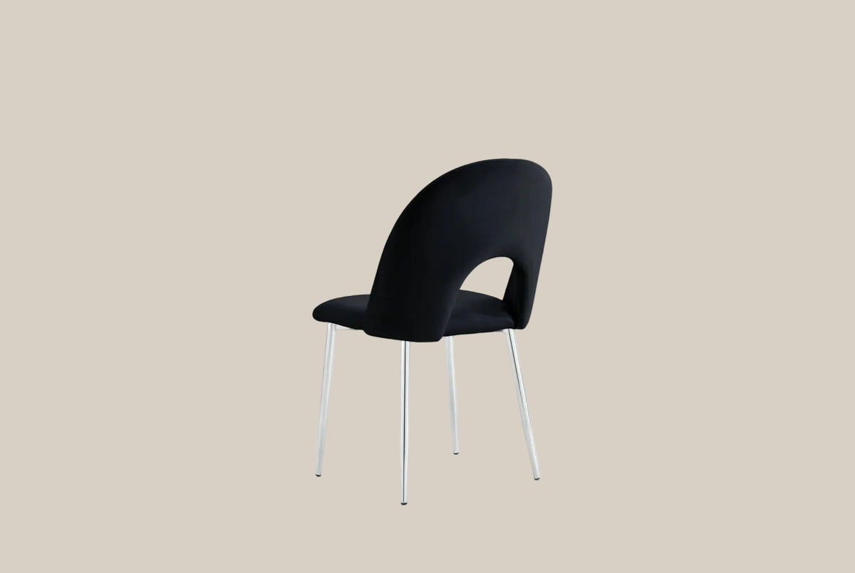 Netherby — Chaise en velours noir, piètement chromé — vue 3