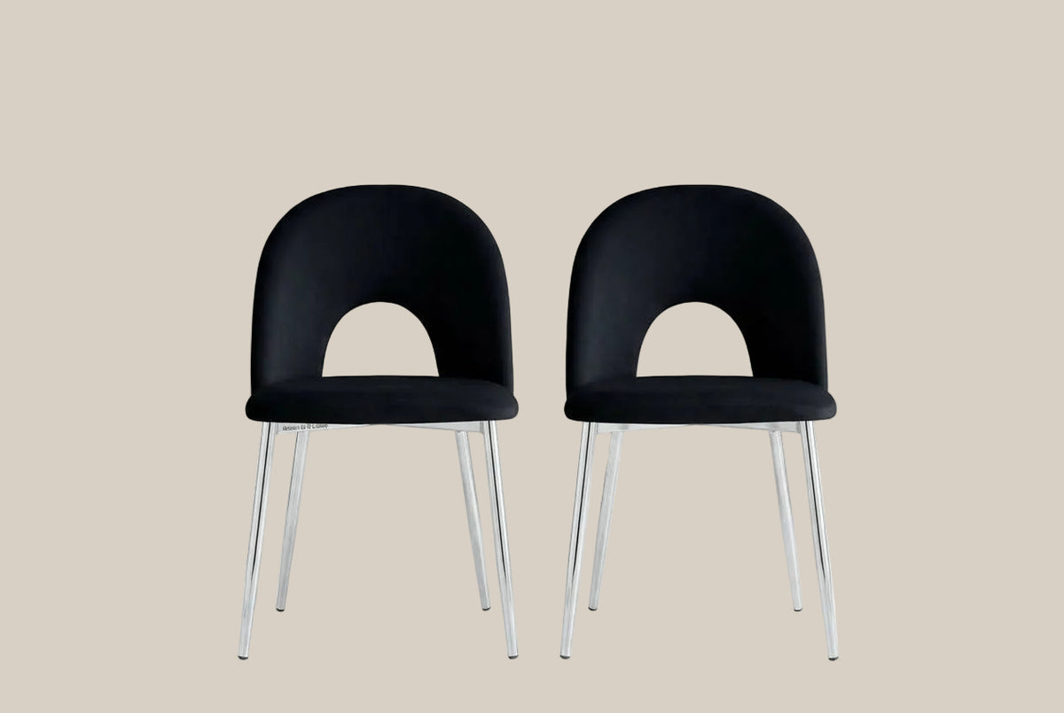Netherby — Chaise en velours noir, piètement chromé — vue 4