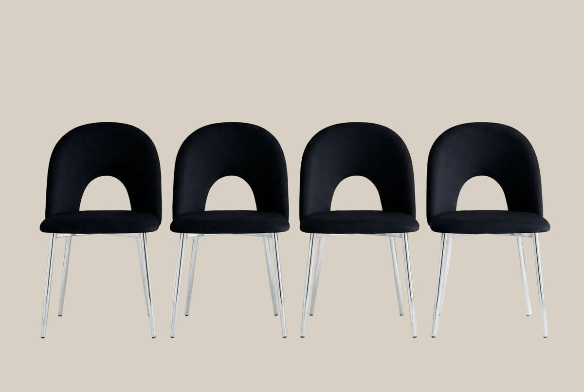 Netherby — Chaise en velours noir, piètement chromé — vue 5