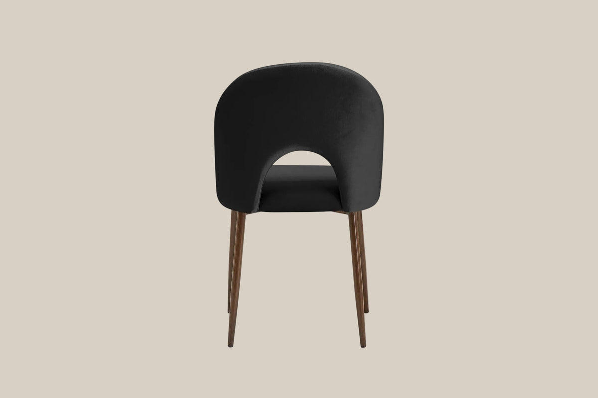 Netherby — Chaise en velours noir, piètement effet noyer — vue 3