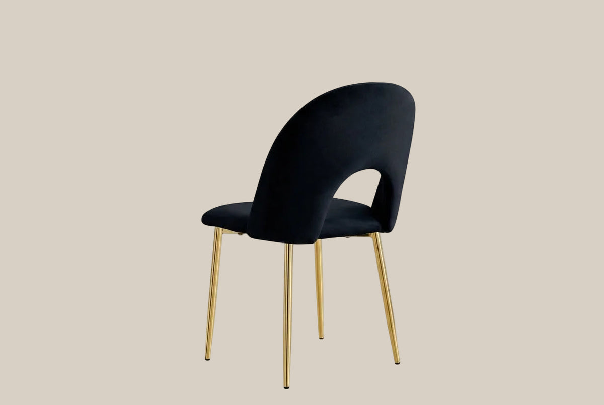 Netherby — Chaise en velours noir, piètement gold — vue 3