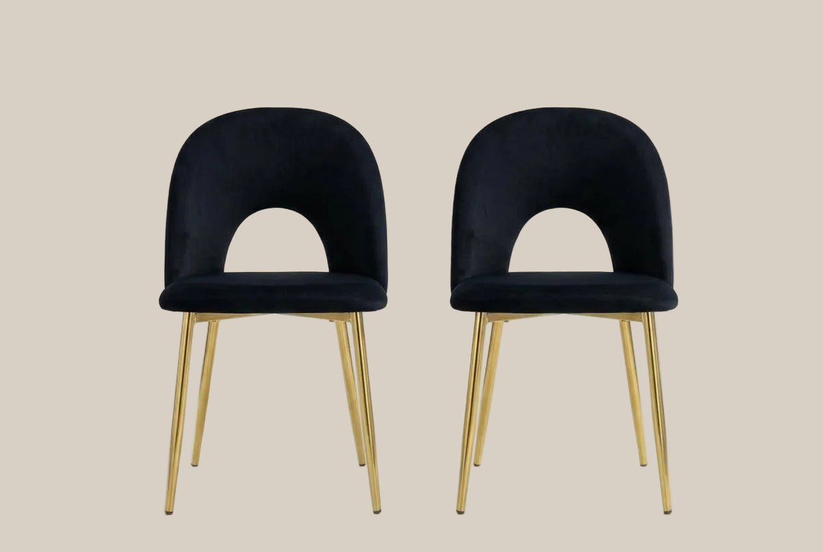 Netherby — Chaise en velours noir, piètement gold — vue 4